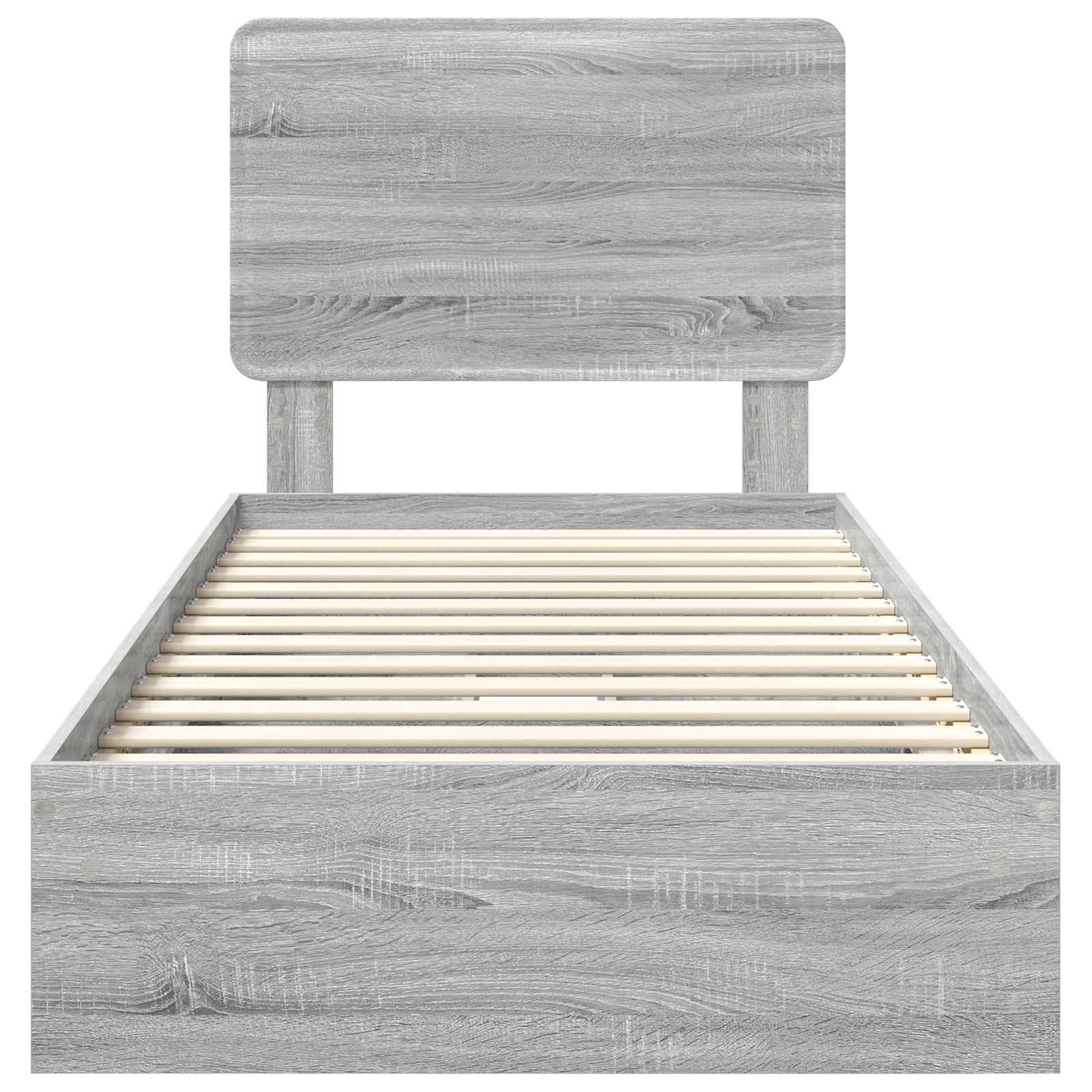 Letto con Contenitore con testiera Grigio Sonoma 75 x 190 cm | homemem39