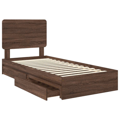 Letto con Contenitore con testiera Rovere Marrone 75 x 190 cm | homemem39