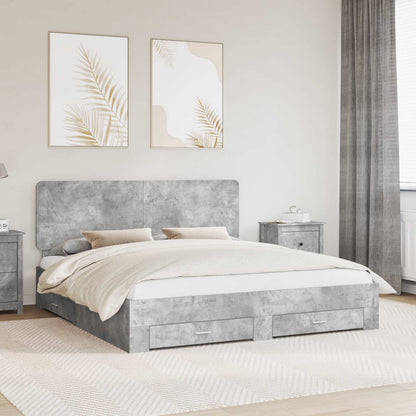 Struttura del letto con testiera Grigio cemento 200 x 200 cm | homemem39