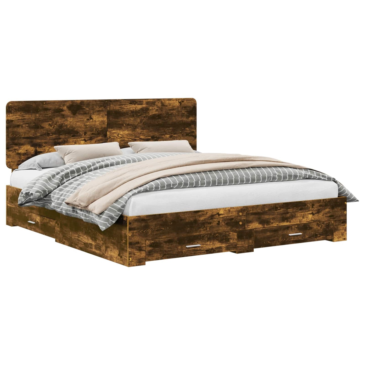 Struttura del letto Rovere fumé 200 x 200 cm Legno multistrato | homemem39