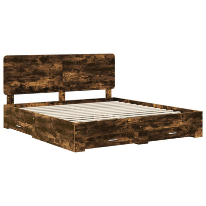 Struttura del letto Rovere fumé 200 x 200 cm Legno multistrato | homemem39