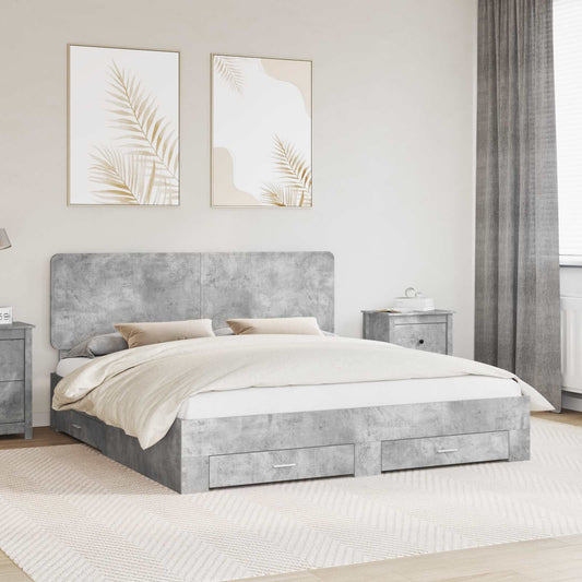 Struttura del letto con testiera Grigio cemento 180 x 200 cm | homemem39