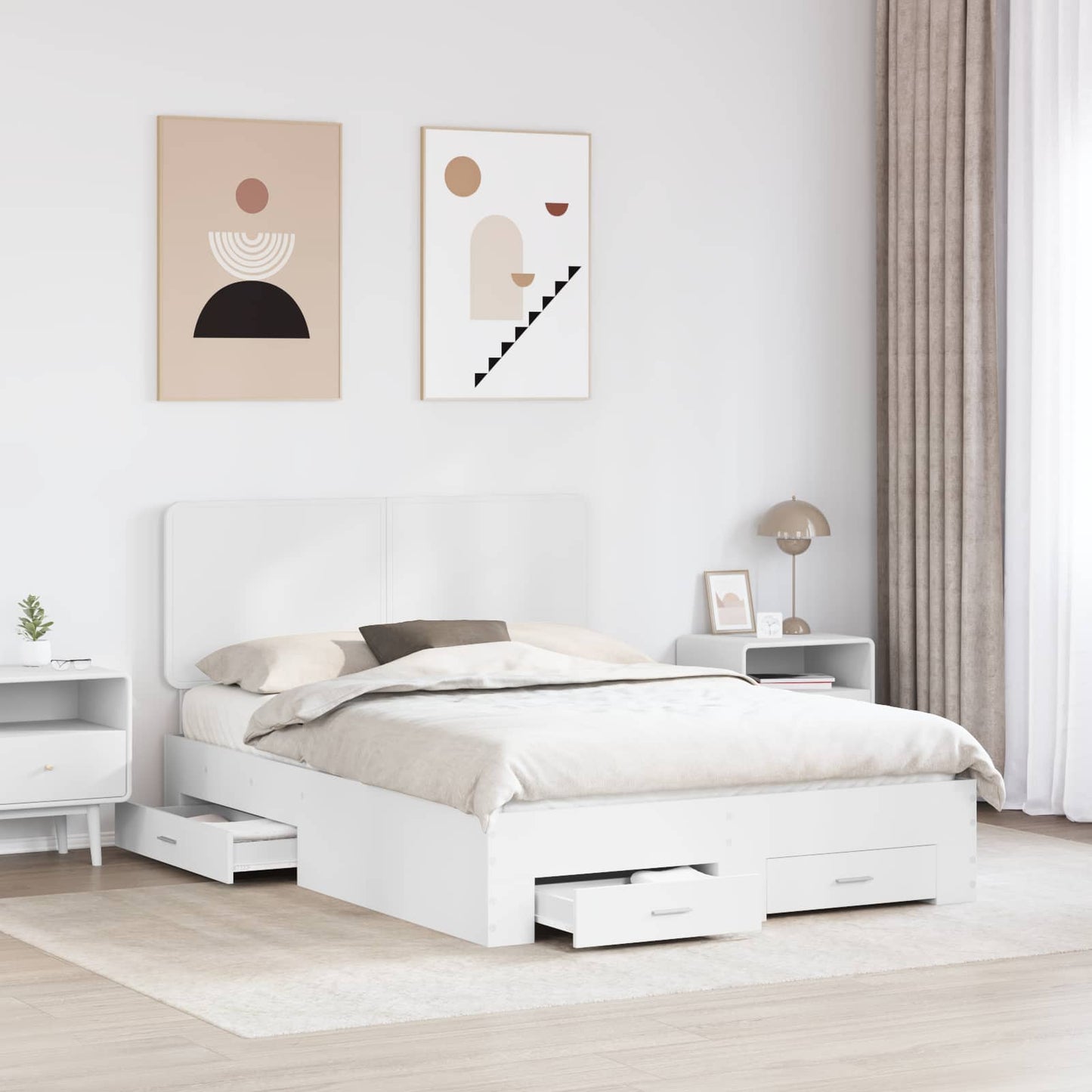 Struttura del letto Bianco 160 x 200 cm Legno multistrato | homemem39