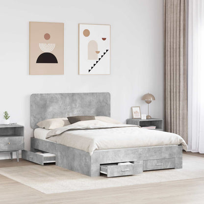 Struttura del letto con testiera Grigio cemento 160 x 200 cm | homemem39