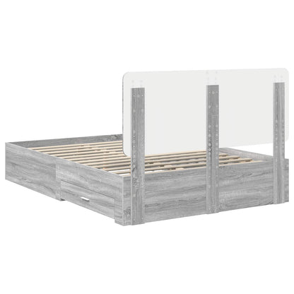 Struttura del letto con testiera Grigio Sonoma 160 x 200 cm | homemem39