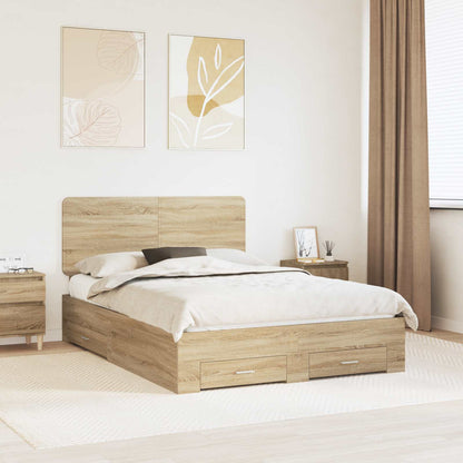 Struttura del letto con testiera Rovere Sonoma 150 x 200 cm | homemem39