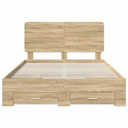 Struttura del letto con testiera Rovere Sonoma 150 x 200 cm | homemem39