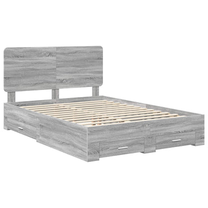 Struttura del letto con testiera Grigio Sonoma 150 x 200 cm | homemem39