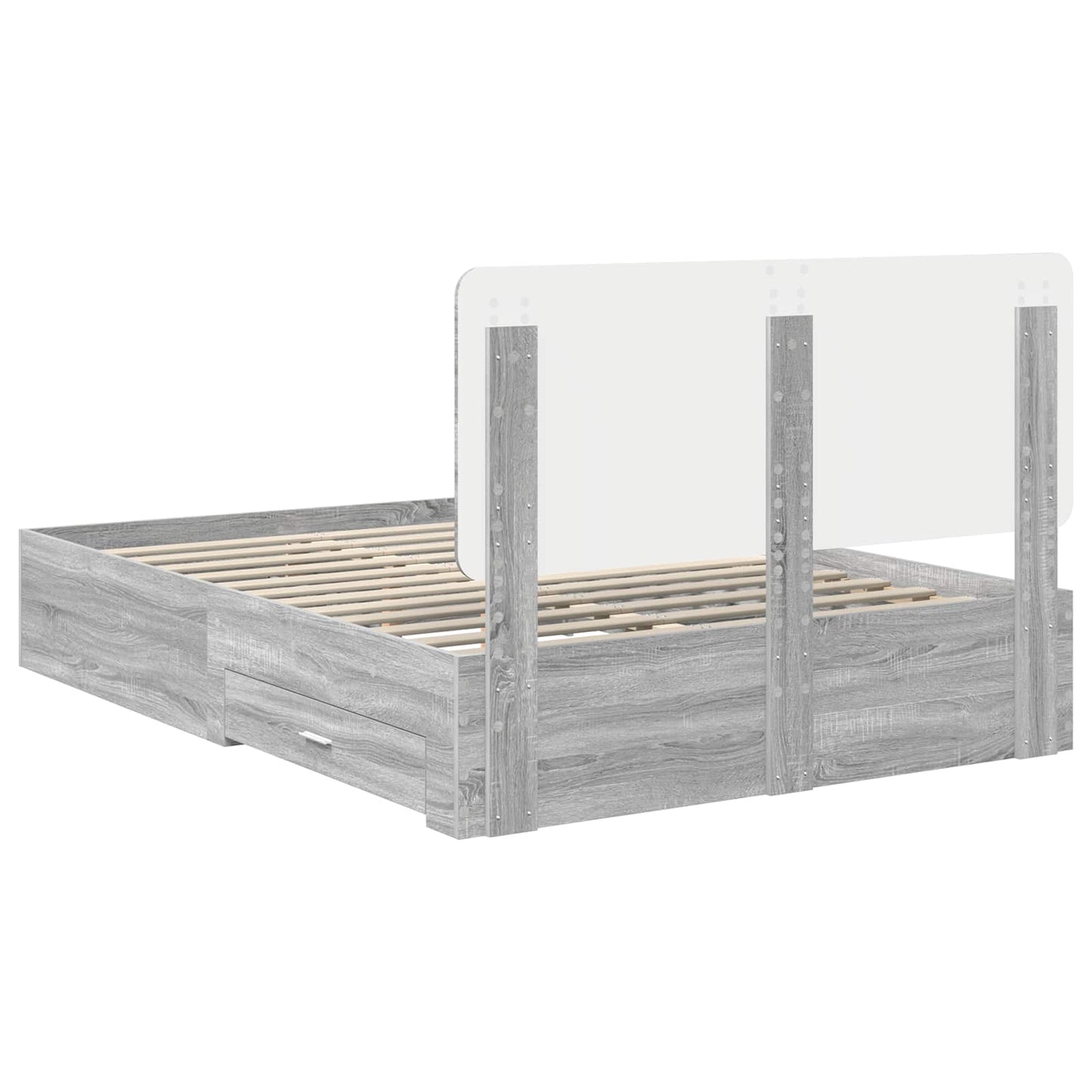 Struttura del letto con testiera Grigio Sonoma 150 x 200 cm | homemem39