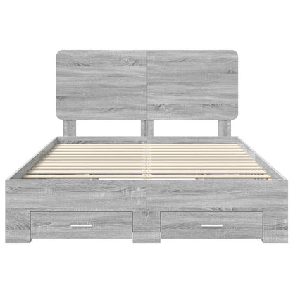 Struttura del letto con testiera Grigio Sonoma 150 x 200 cm | homemem39