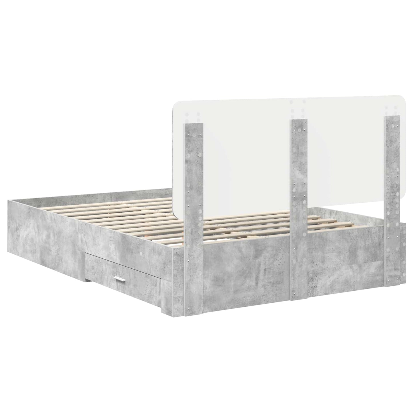 Struttura del letto con testiera Grigio cemento 140 x 200 cm | homemem39