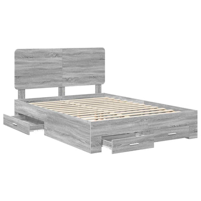 Struttura del letto con testiera Grigio Sonoma 140 x 200 cm | homemem39