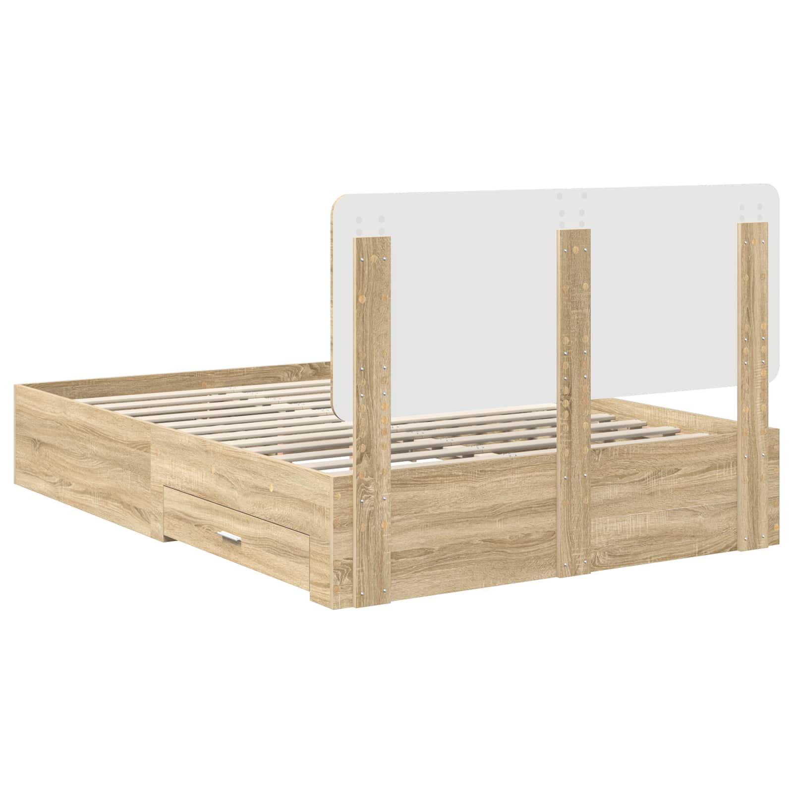 Struttura del letto con testiera Rovere Sonoma 140 x 190 cm | homemem39