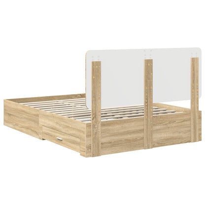 Struttura del letto con testiera Rovere Sonoma 140 x 190 cm | homemem39