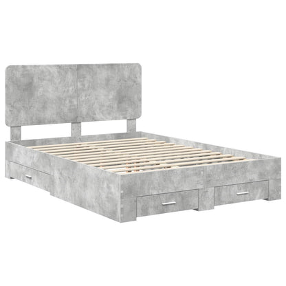 Struttura del letto con testiera Grigio cemento 140 x 190 cm | homemem39