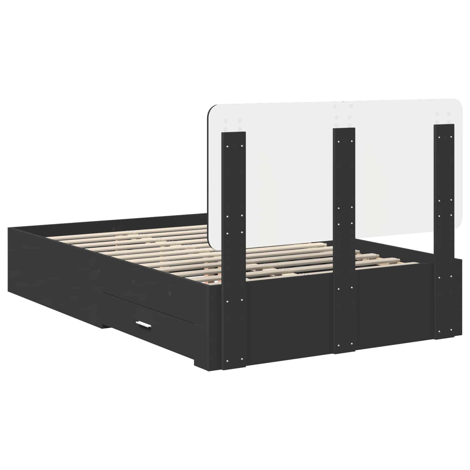 Struttura del letto Nero 135 x 190 cm Legno multistrato | homemem39