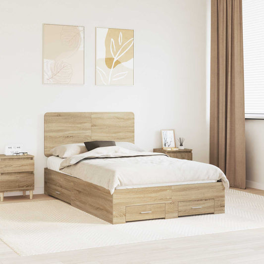 Struttura del letto con testiera Rovere Sonoma 135 x 190 cm | homemem39