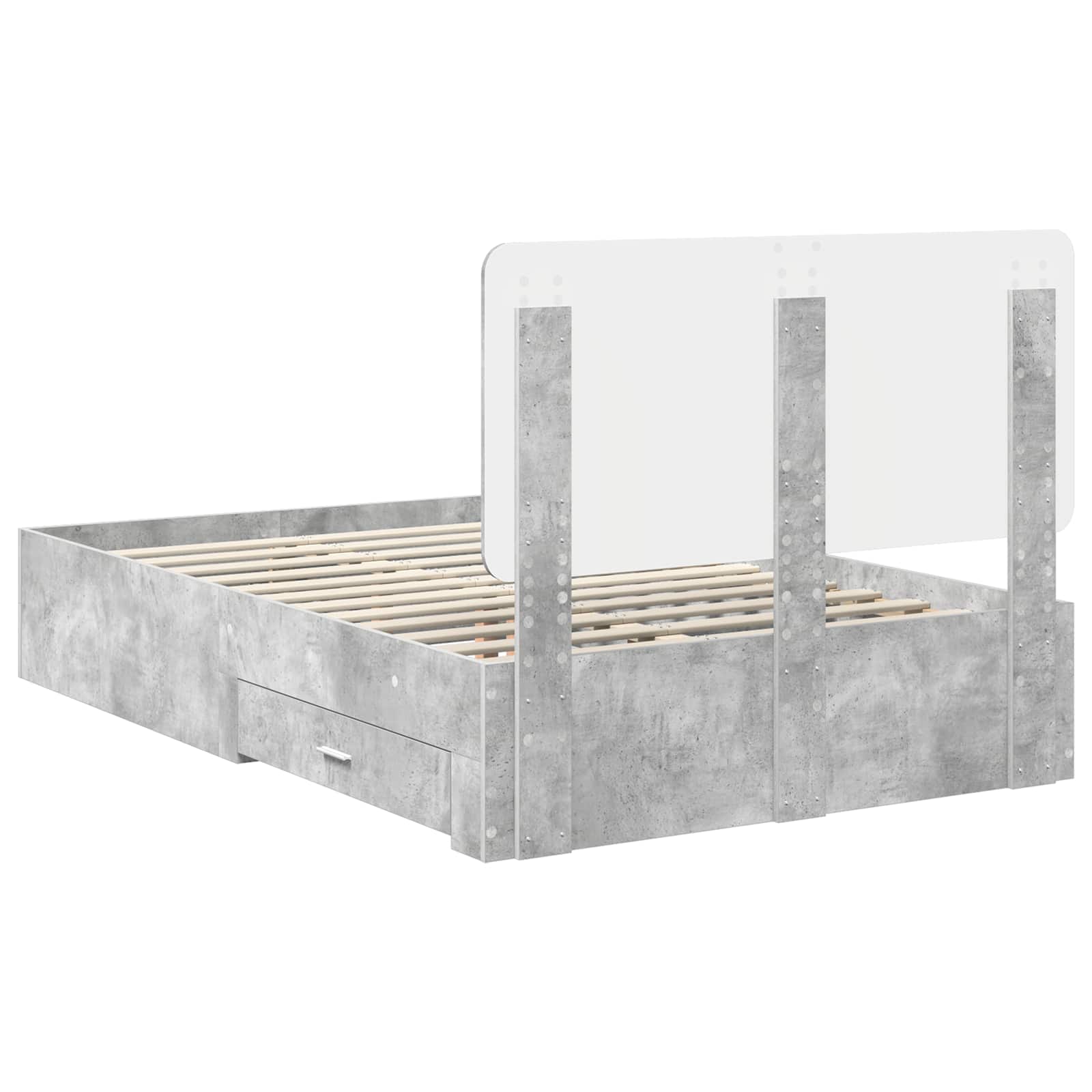 Struttura del letto con testiera Grigio cemento 135 x 190 cm | homemem39