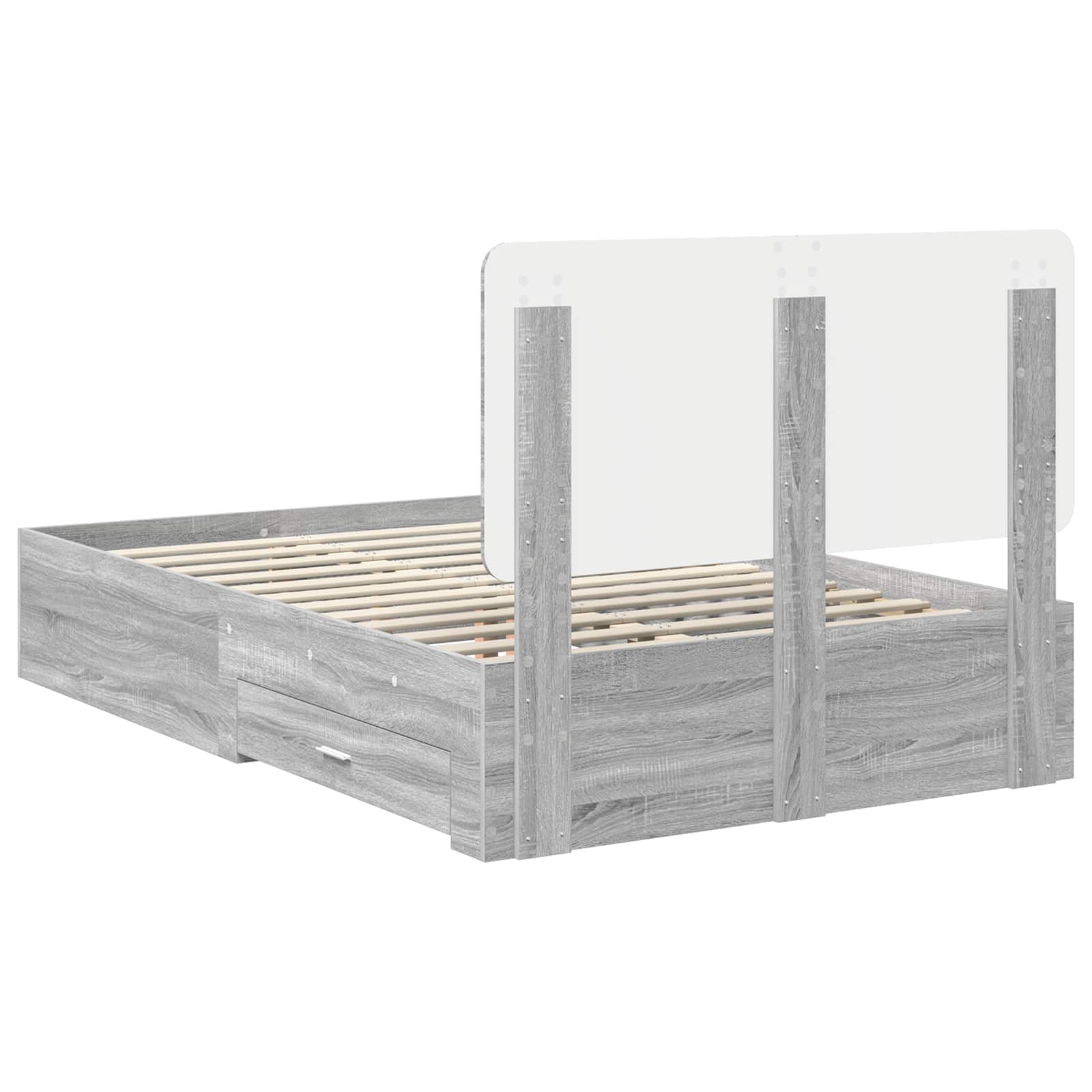 Struttura del letto con testiera Grigio Sonoma 135 x 190 cm | homemem39