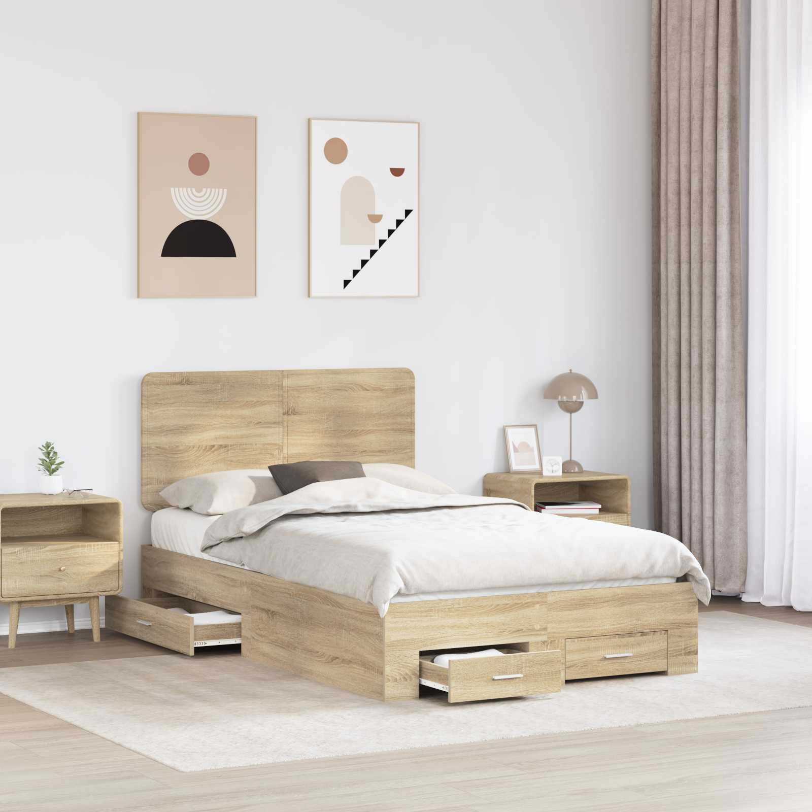 Struttura del letto con testiera Rovere Sonoma 120 x 200 cm | homemem39