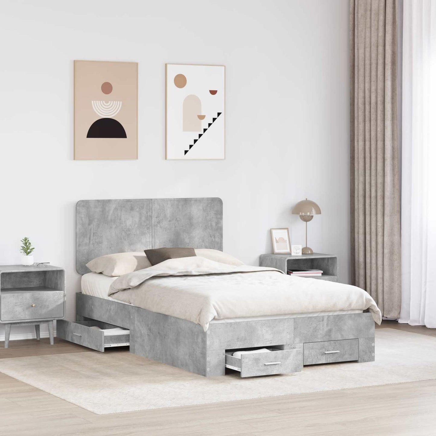 Struttura del letto con testiera Grigio cemento 120 x 200 cm