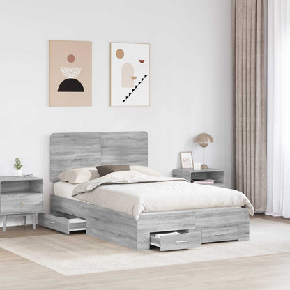 Struttura del letto con testiera Grigio Sonoma 120 x 190 cm | homemem39