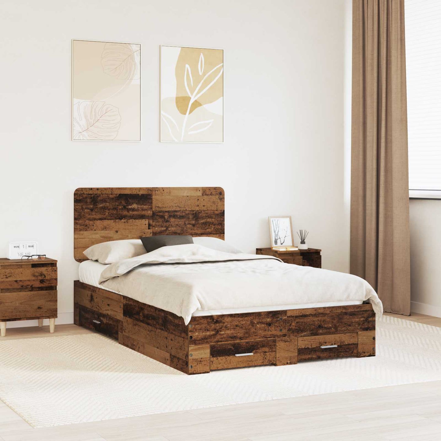 Struttura del letto con testiera Legno vecchio 120 x 190 cm | homemem39
