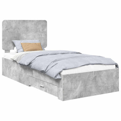 Struttura del letto con testiera Grigio cemento 100 x 200 cm | homemem39