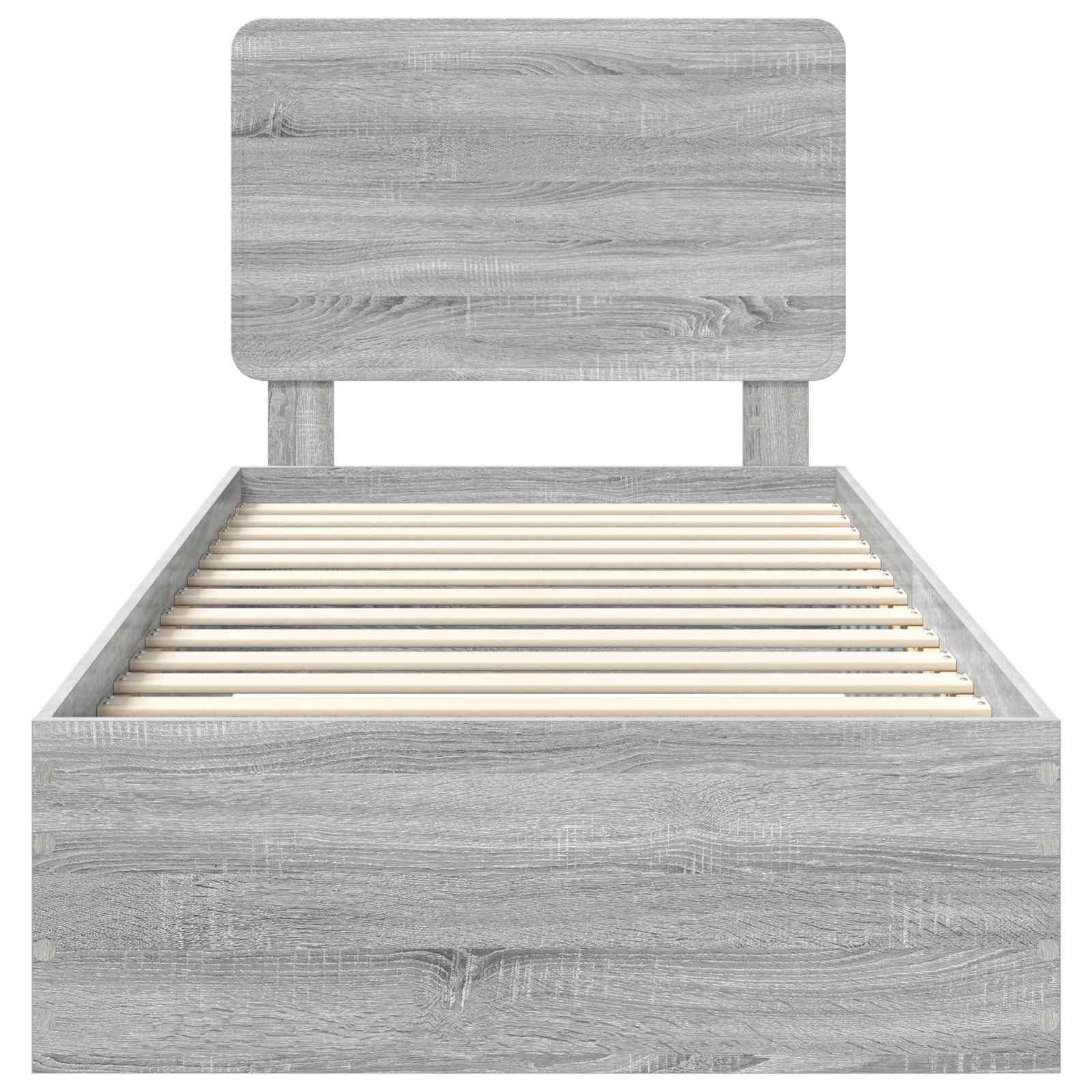 Struttura del letto con testiera Grigio Sonoma 100 x 200 cm | homemem39