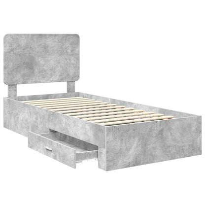 Struttura del letto con testiera Grigio cemento 90 x 200 cm | homemem39