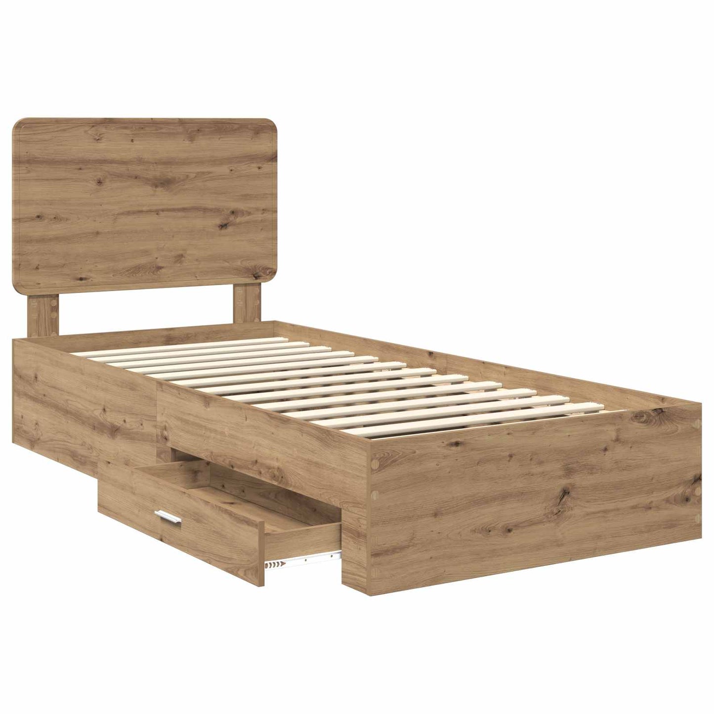 Struttura del letto con cassetto Rovere artigianale 90 x 200 cm | homemem39