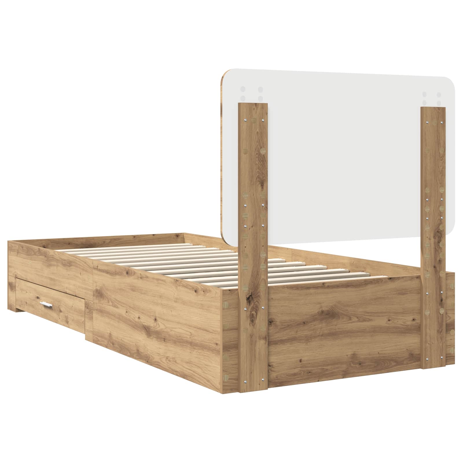 Struttura del letto con cassetto Rovere artigianale 90 x 200 cm | homemem39