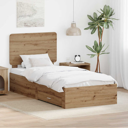 Struttura del letto con cassetto Rovere artigianale 90 x 190 cm | homemem39