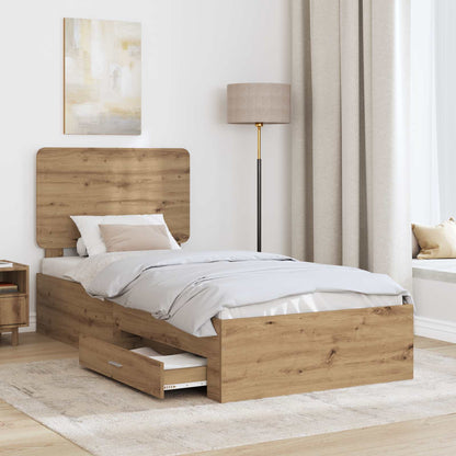 Struttura del letto con cassetto Rovere artigianale 90 x 190 cm | homemem39