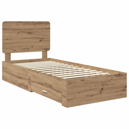 Struttura del letto con cassetto Rovere artigianale 90 x 190 cm | homemem39