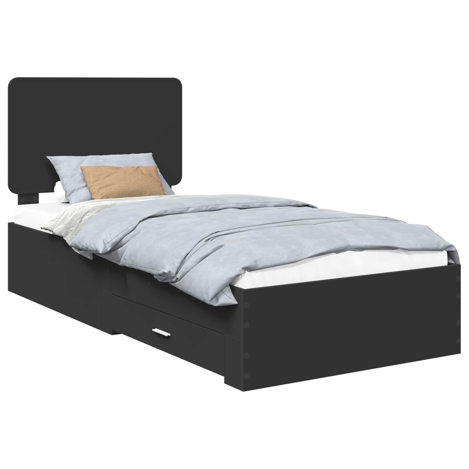Struttura del letto Nero 75 x 190 cm Legno multistrato | homemem39
