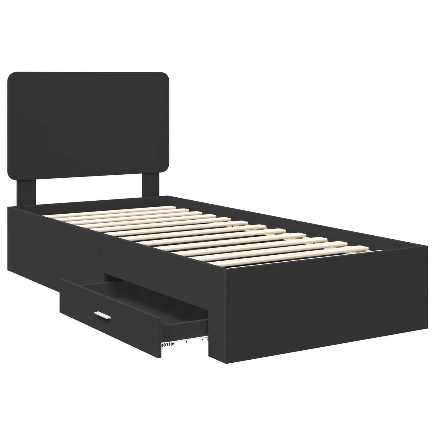 Struttura del letto Nero 75 x 190 cm Legno multistrato | homemem39