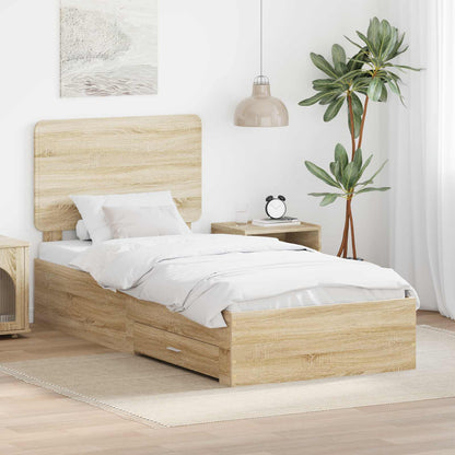 Struttura del letto Rovere Sonoma 75 x 190 cm Legno multistrato | homemem39