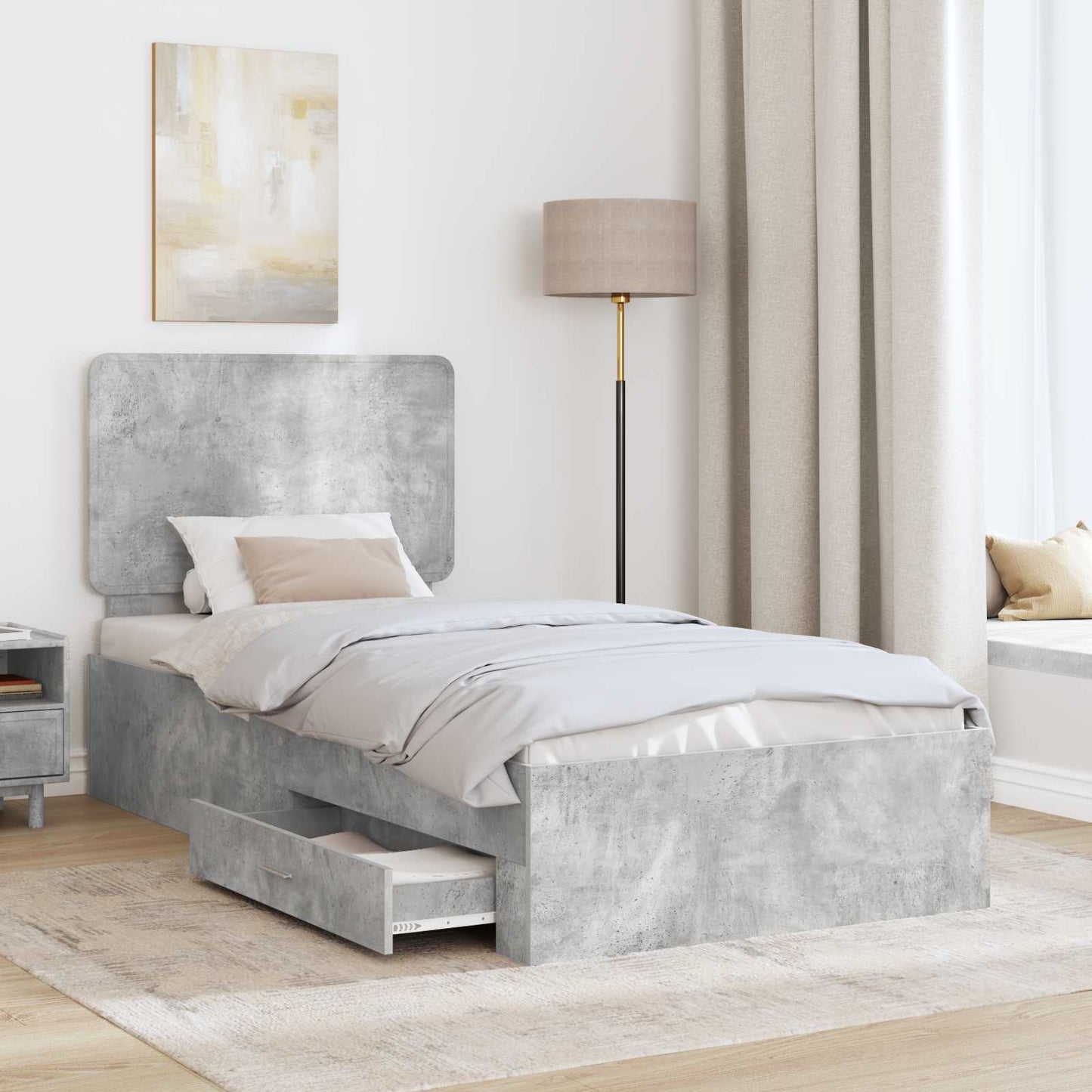 Struttura del letto con testiera Grigio cemento 70 x 190 cm | homemem39