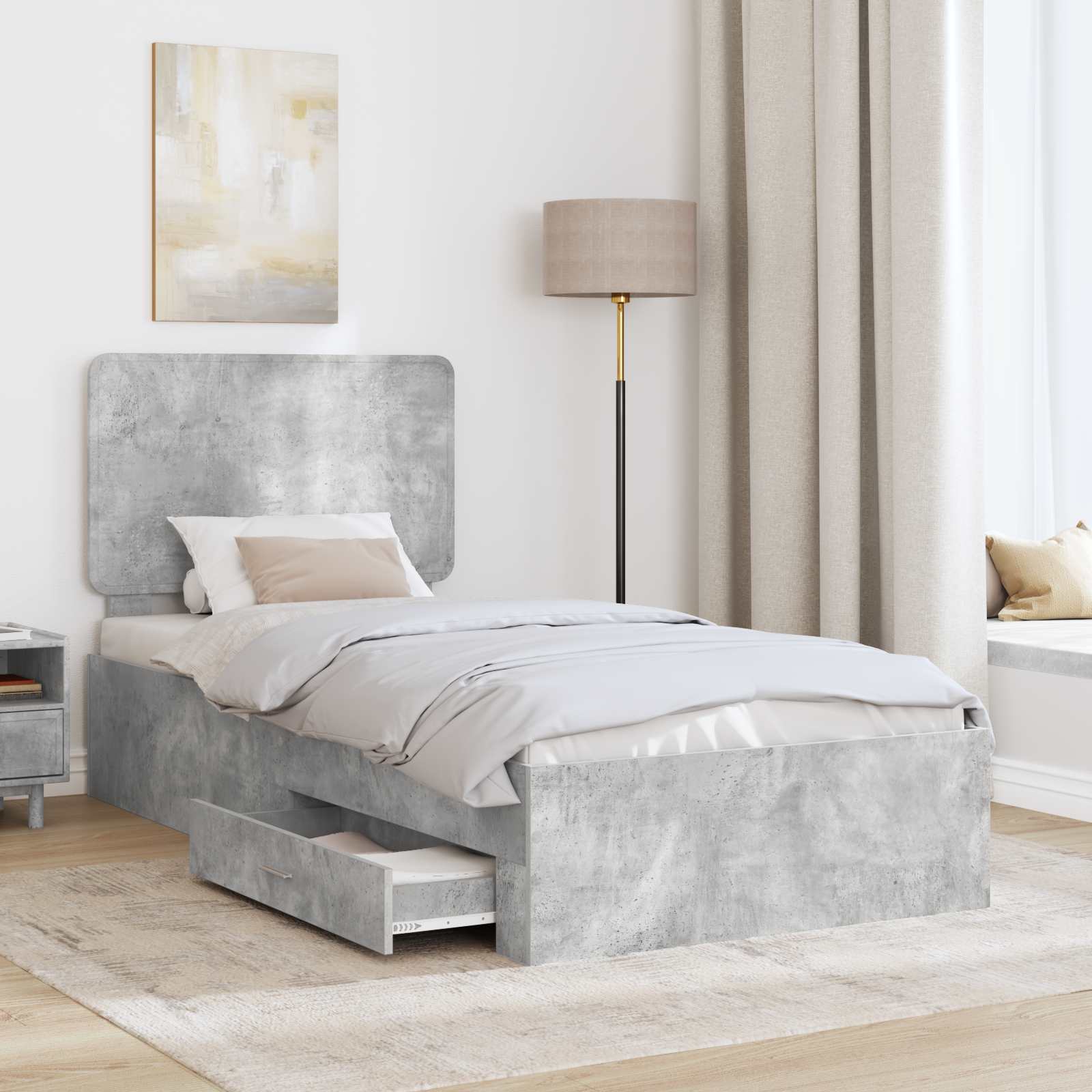 Struttura del letto con testiera Grigio cemento 70 x 190 cm | homemem39