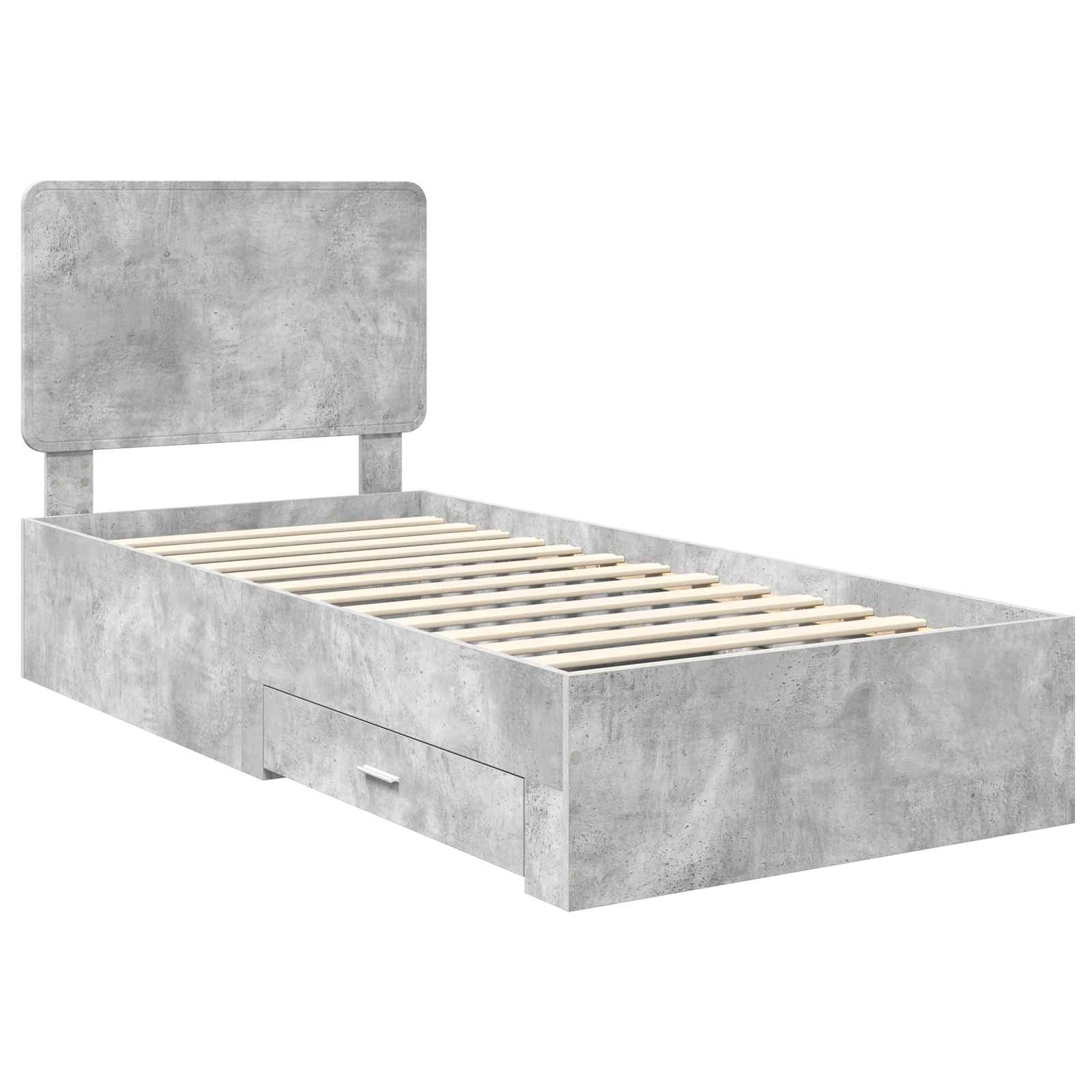 Struttura del letto con testiera Grigio cemento 70 x 190 cm | homemem39