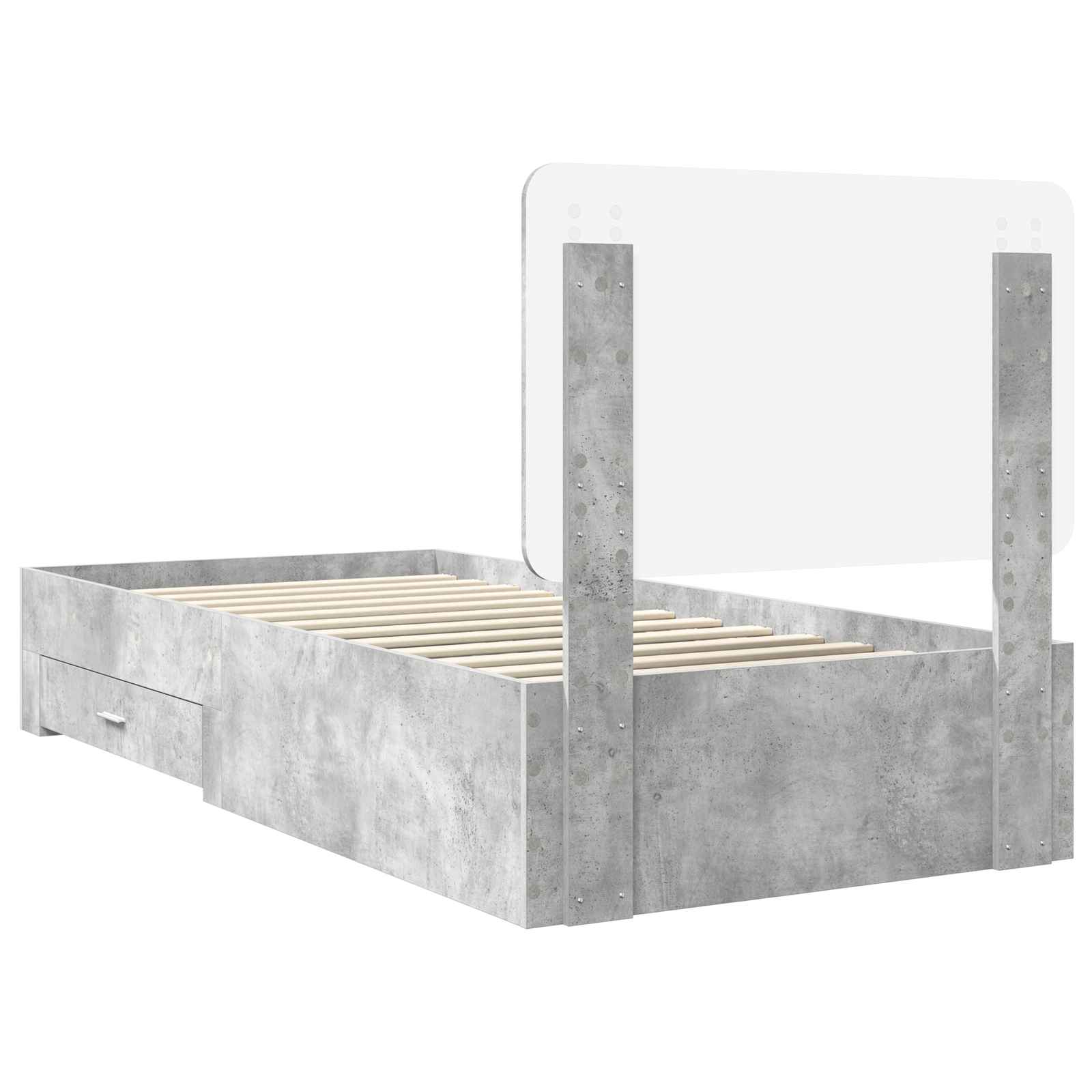 Struttura del letto con testiera Grigio cemento 70 x 190 cm | homemem39