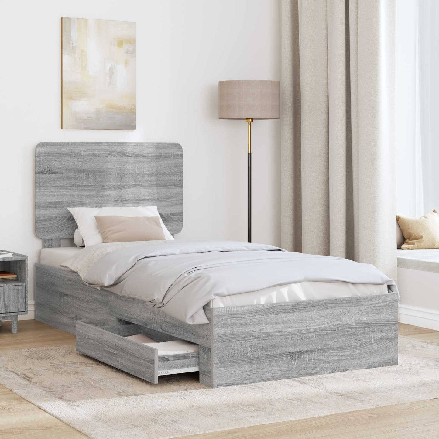 Struttura del letto Grigio Sonoma 75 x 190 cm Legno multistrato | homemem39