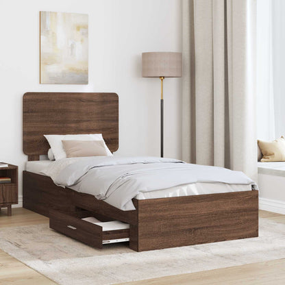 Struttura del letto con testiera Rovere Marrone 75 x 190 cm | homemem39