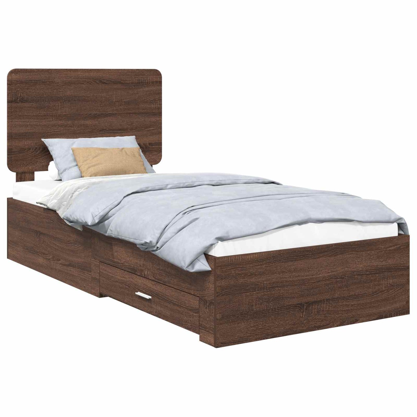 Struttura del letto con testiera Rovere Marrone 75 x 190 cm | homemem39