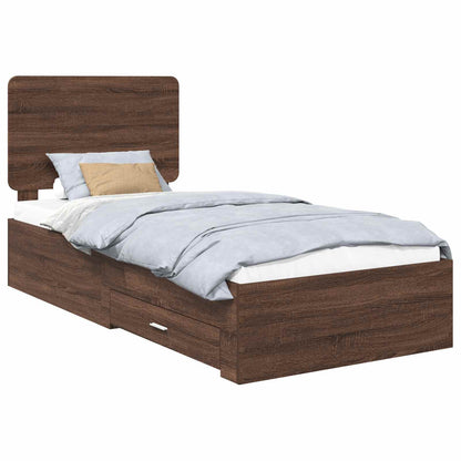 Struttura del letto con testiera Rovere Marrone 75 x 190 cm | homemem39