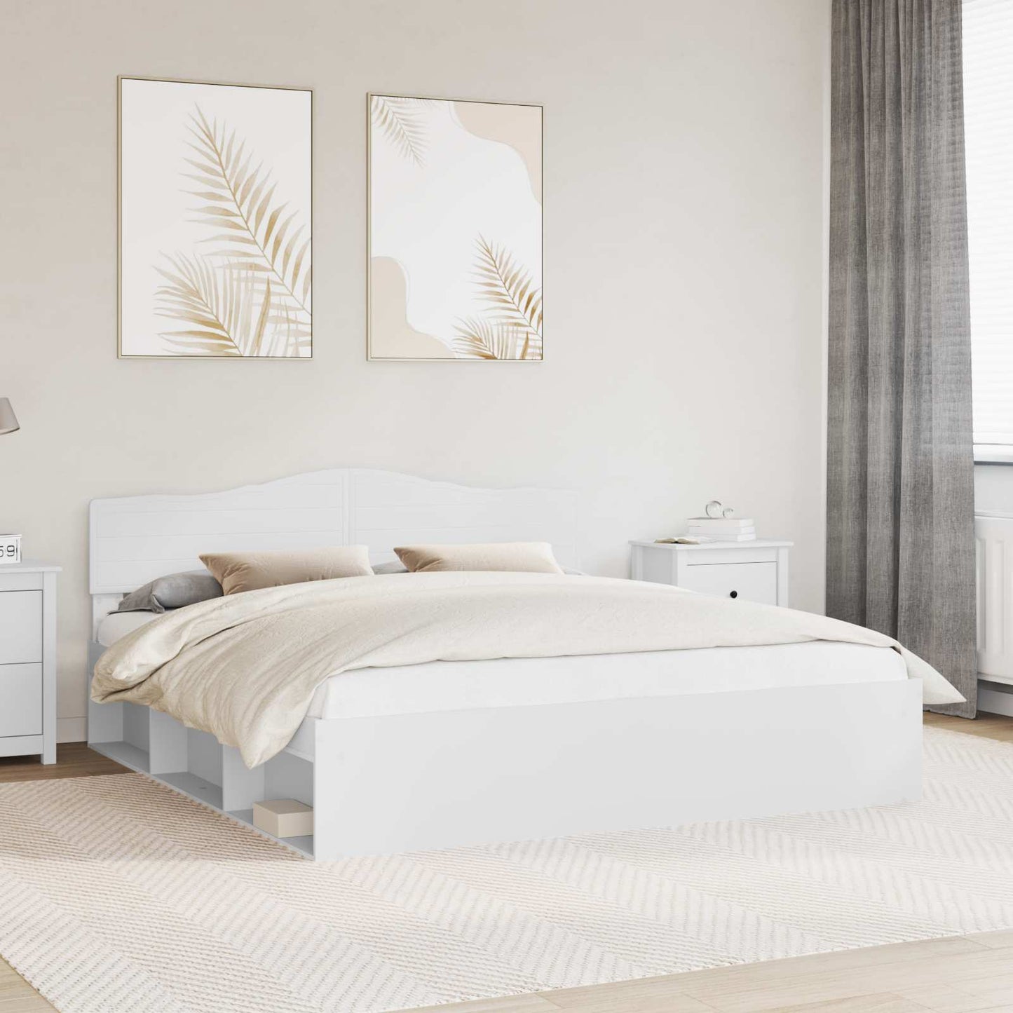 Struttura del letto Bianco 200 x 200 cm Pino massello | homemem39