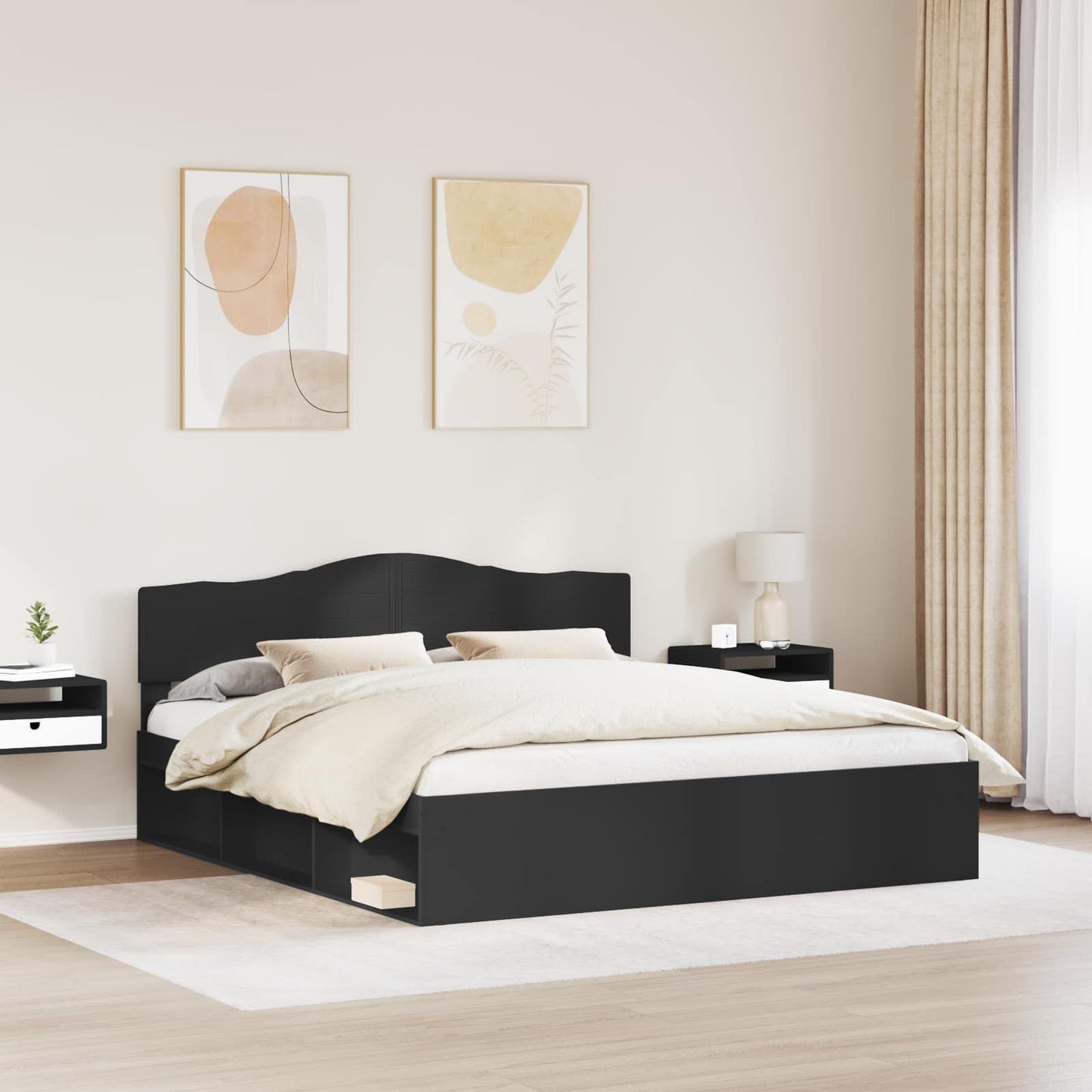 Struttura del letto Nero 200 x 200 cm Pino massello | homemem39