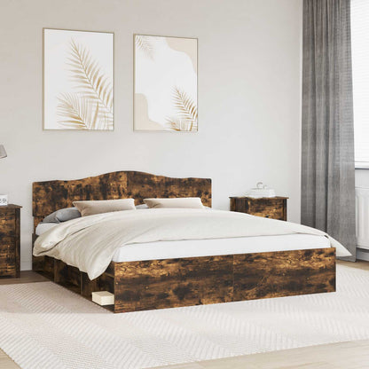Struttura del letto Rovere fumé 200 x 200 cm Pino massello | homemem39