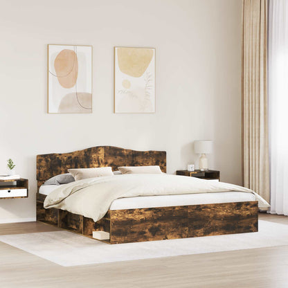 Struttura del letto Rovere fumé 200 x 200 cm Pino massello | homemem39